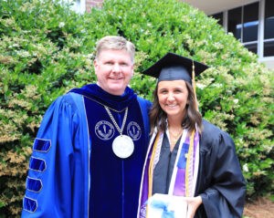 Barton College President Doug Searcy congratulating Graduate Margaret Ann Andrews