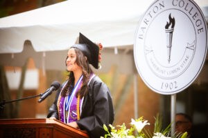 2024 Barton College Graduate Karla Trejo Lopez giving speech at Commencement Exercises